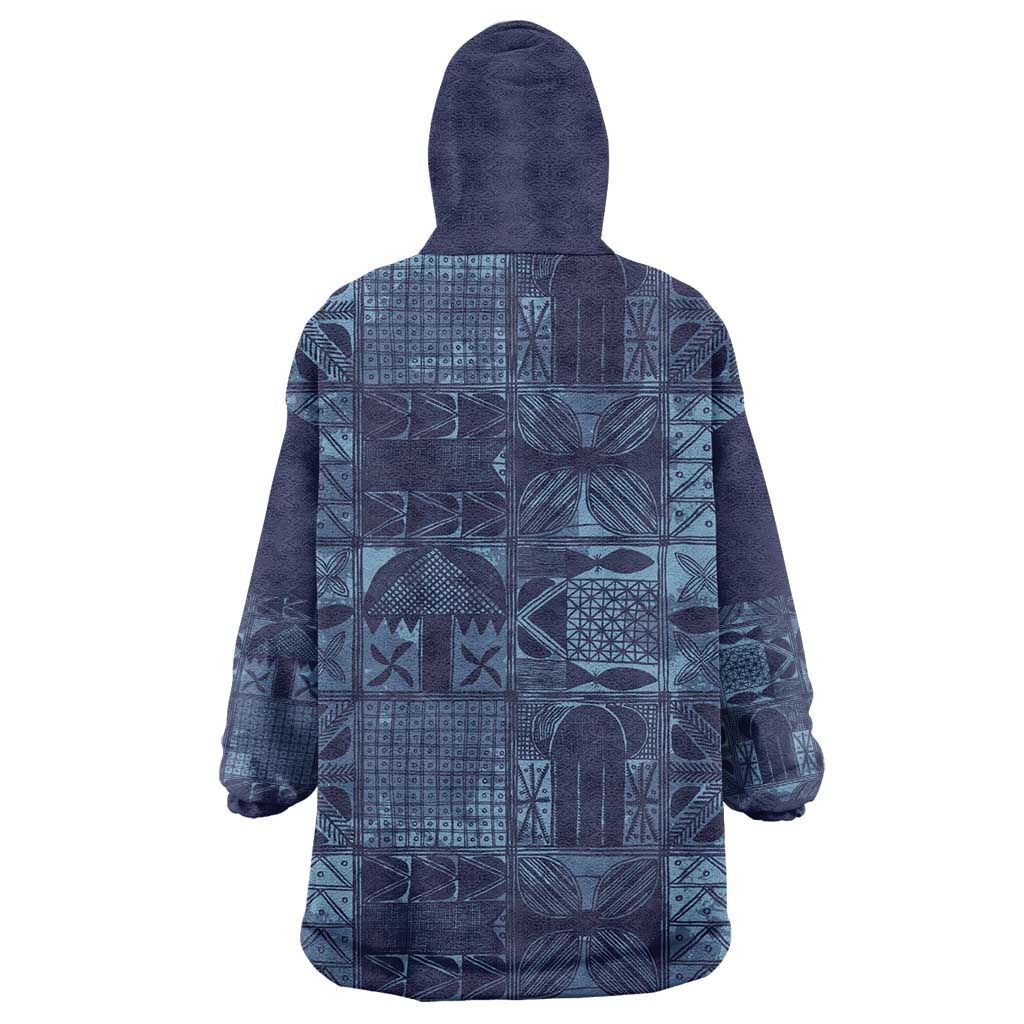 Yoruba Adire Eleko Patterns Wearable Blanket Hoodie Indigo Vintage LT7