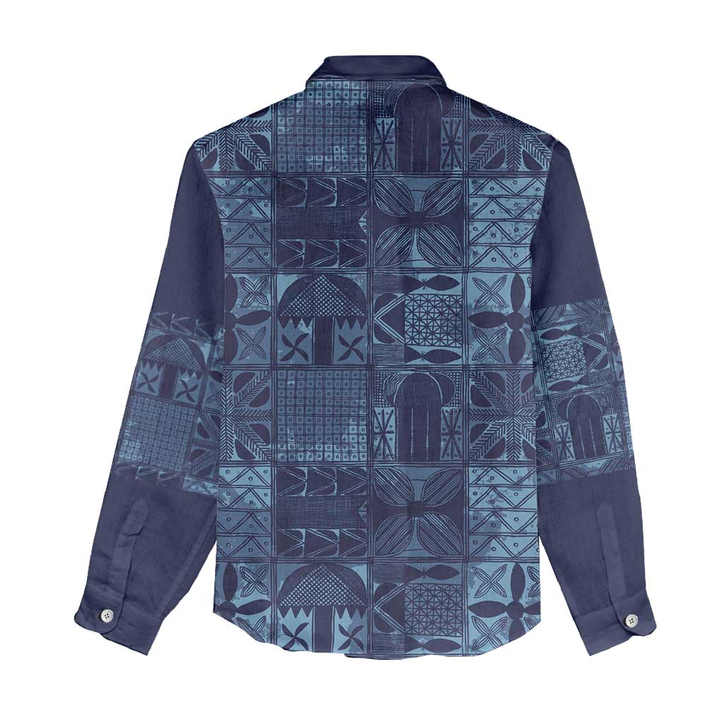 Yoruba Adire Eleko Patterns Women Casual Shirt Indigo Vintage LT7