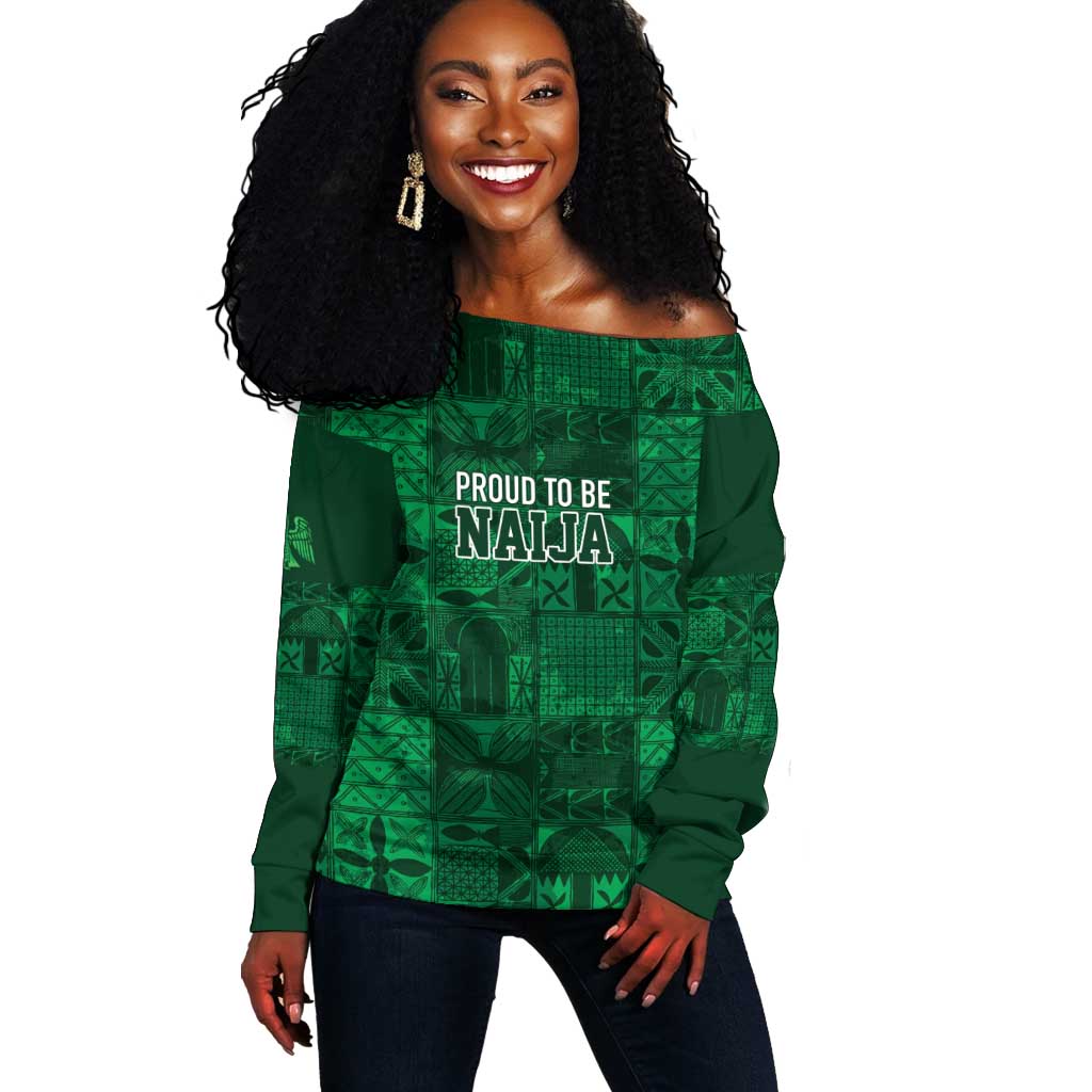Nigeria Yoruba Adire Patterns Off Shoulder Sweater Proud To Be Naija LT7