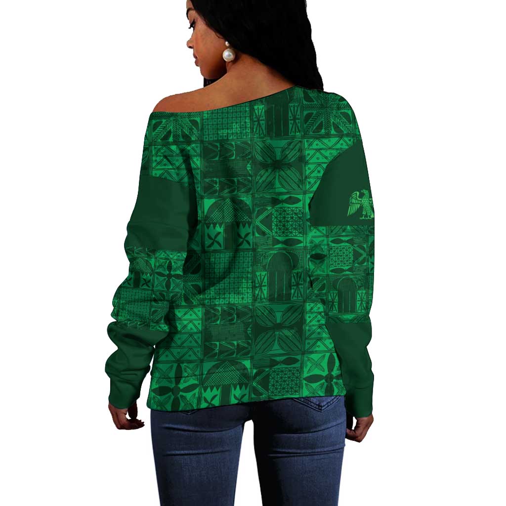 Nigeria Yoruba Adire Patterns Off Shoulder Sweater Proud To Be Naija LT7