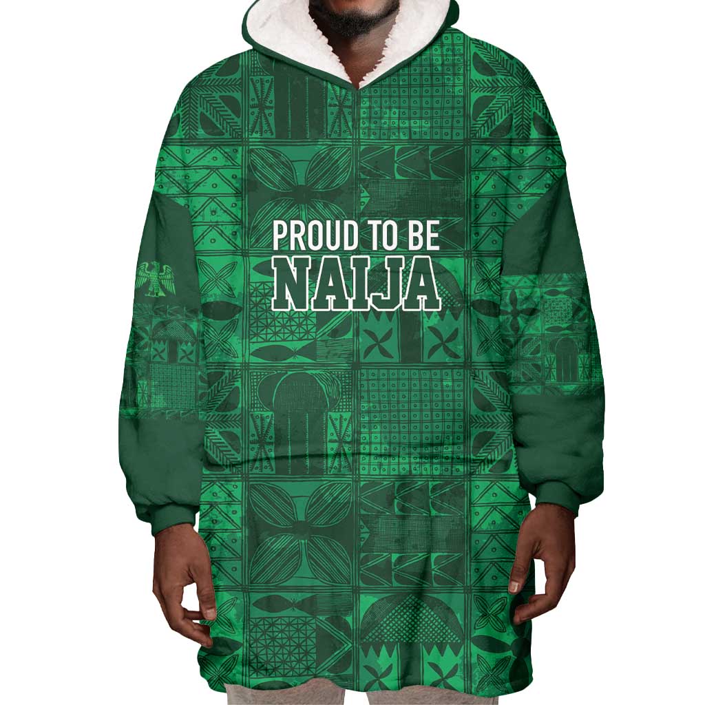 Nigeria Yoruba Adire Patterns Wearable Blanket Hoodie Proud To Be Naija LT7