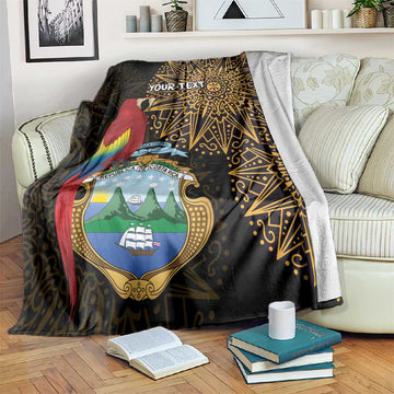 Pura Vida Costa Rica Personalized Blanket Oxcart Ornate Inspired Gold Pattern LT7