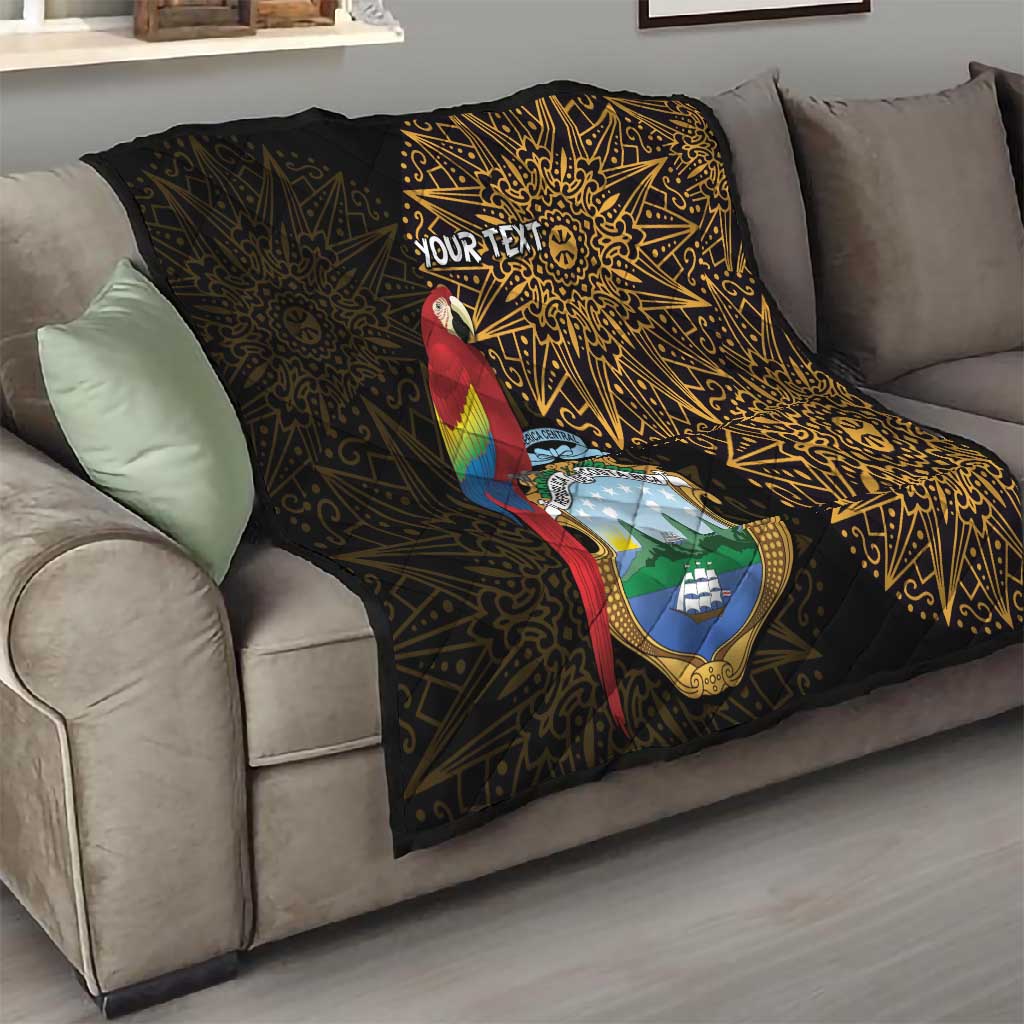 Pura Vida Costa Rica Personalized Quilt Oxcart Ornate Inspired Gold Pattern LT7