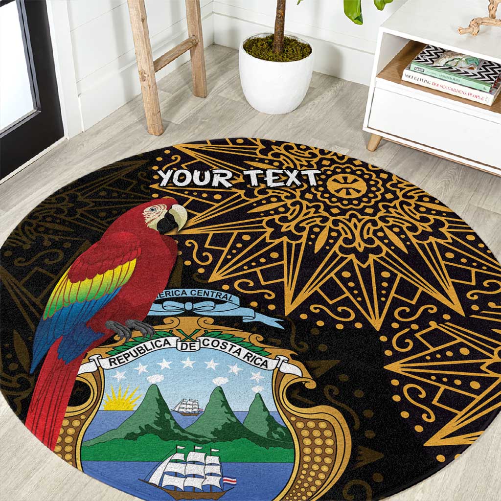 Pura Vida Costa Rica Personalized Round Carpet Oxcart Ornate Inspired Gold Pattern LT7