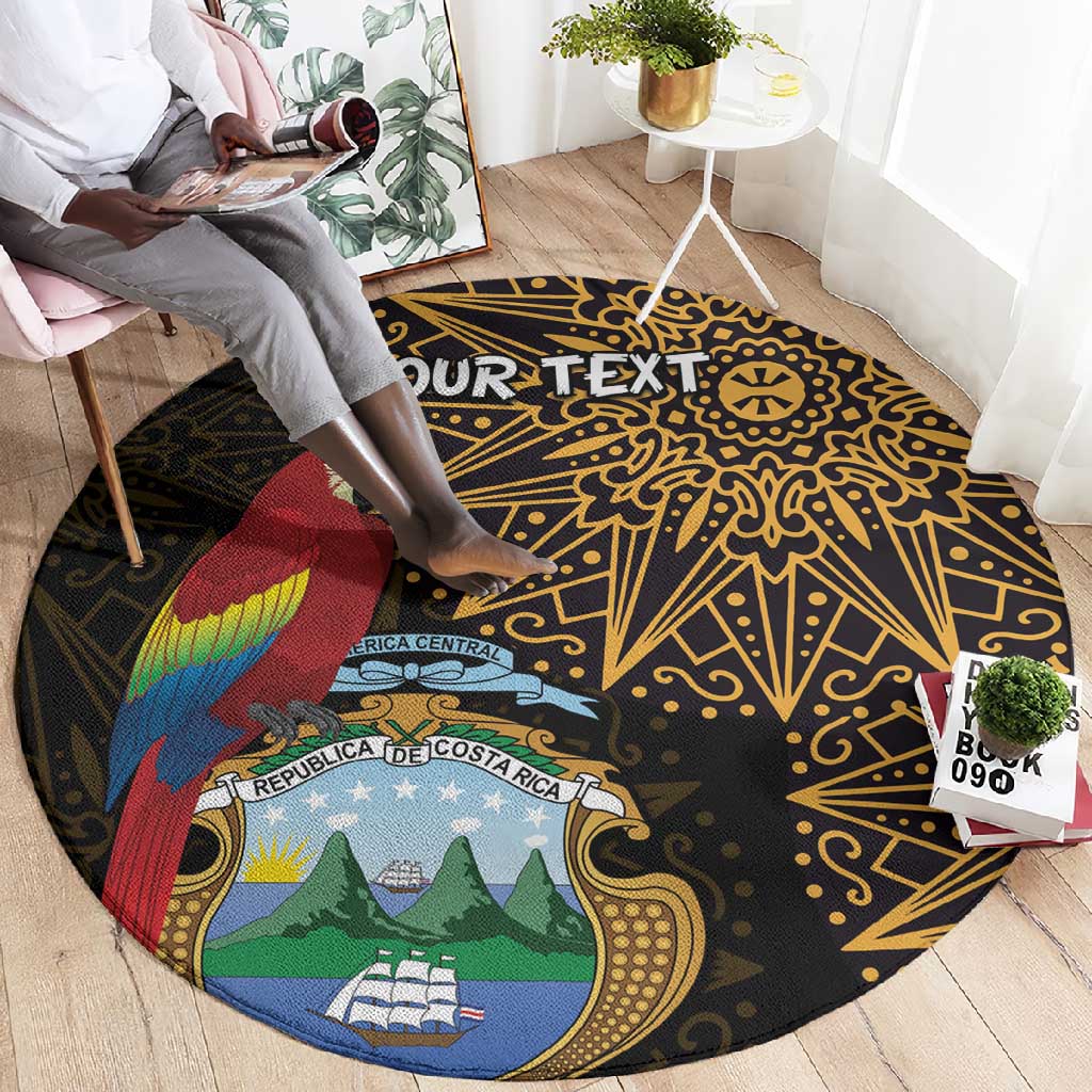 Pura Vida Costa Rica Personalized Round Carpet Oxcart Ornate Inspired Gold Pattern LT7