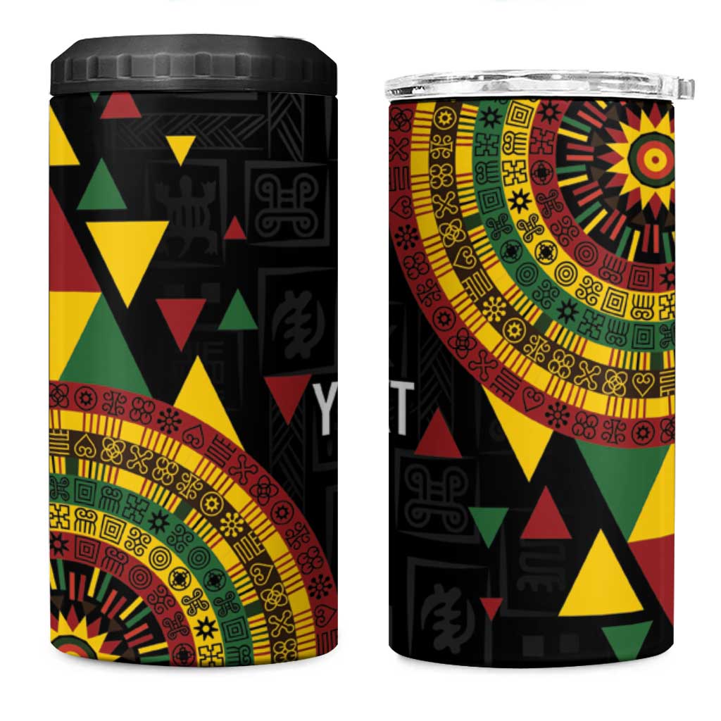 Personalized Adinkra Afro-Akan Culture 4 in 1 Can Cooler Tumbler Afrikan Colors LT7