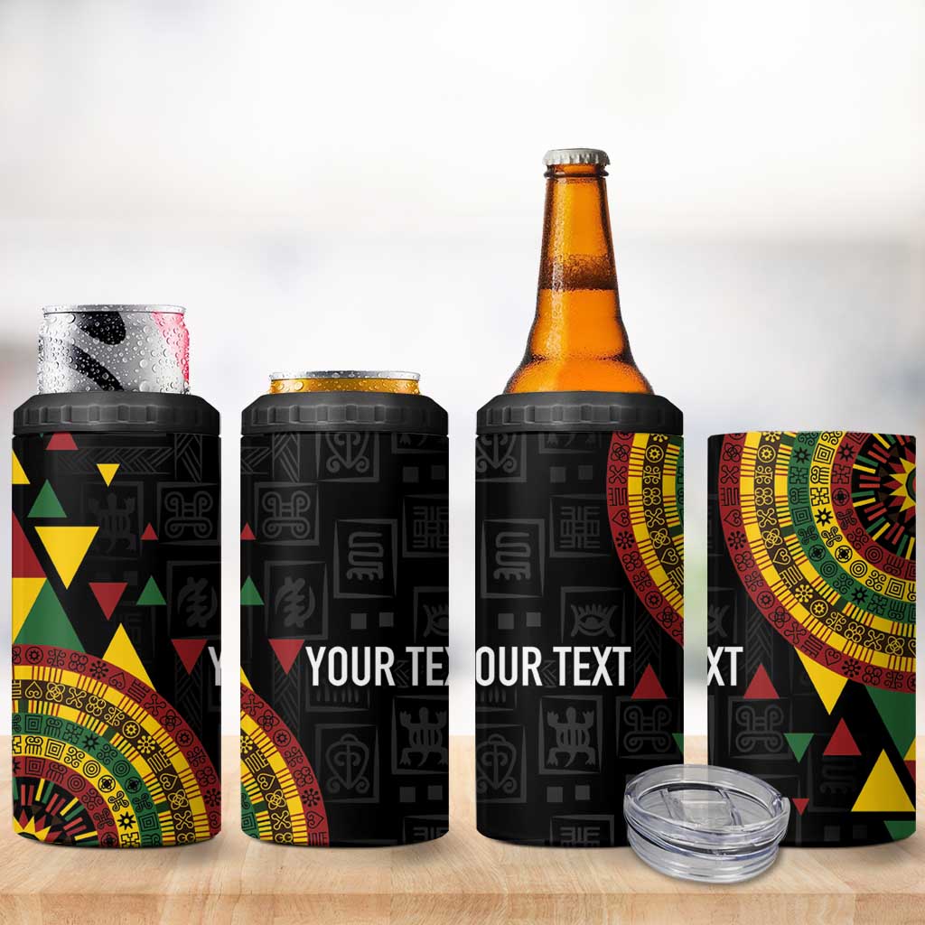 Personalized Adinkra Afro-Akan Culture 4 in 1 Can Cooler Tumbler Afrikan Colors LT7