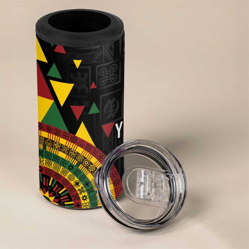 Personalized Adinkra Afro-Akan Culture 4 in 1 Can Cooler Tumbler Afrikan Colors LT7