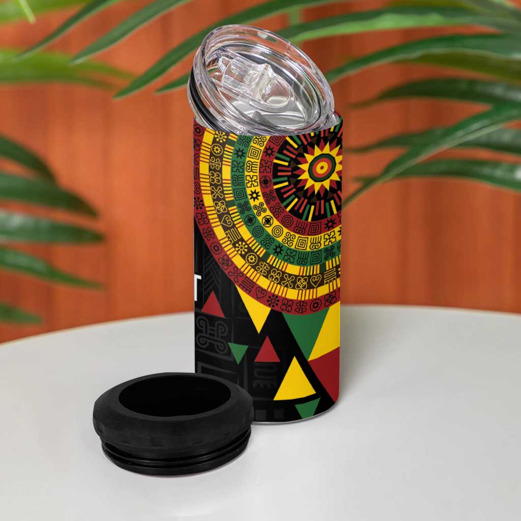 Personalized Adinkra Afro-Akan Culture 4 in 1 Can Cooler Tumbler Afrikan Colors LT7