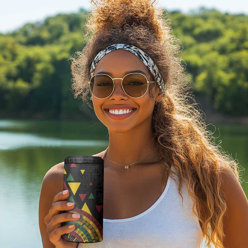Personalized Adinkra Afro-Akan Culture 4 in 1 Can Cooler Tumbler Afrikan Colors LT7