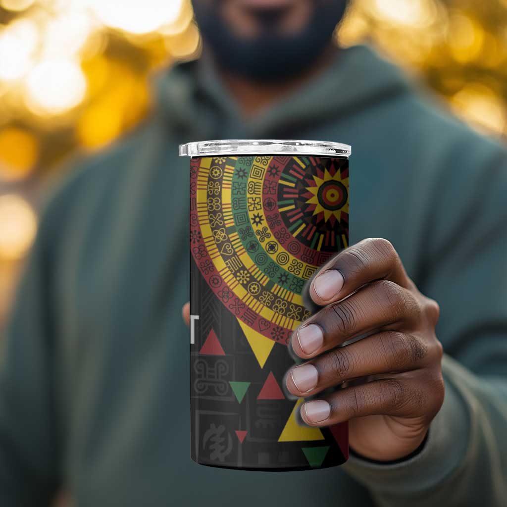 Personalized Adinkra Afro-Akan Culture 4 in 1 Can Cooler Tumbler Afrikan Colors LT7