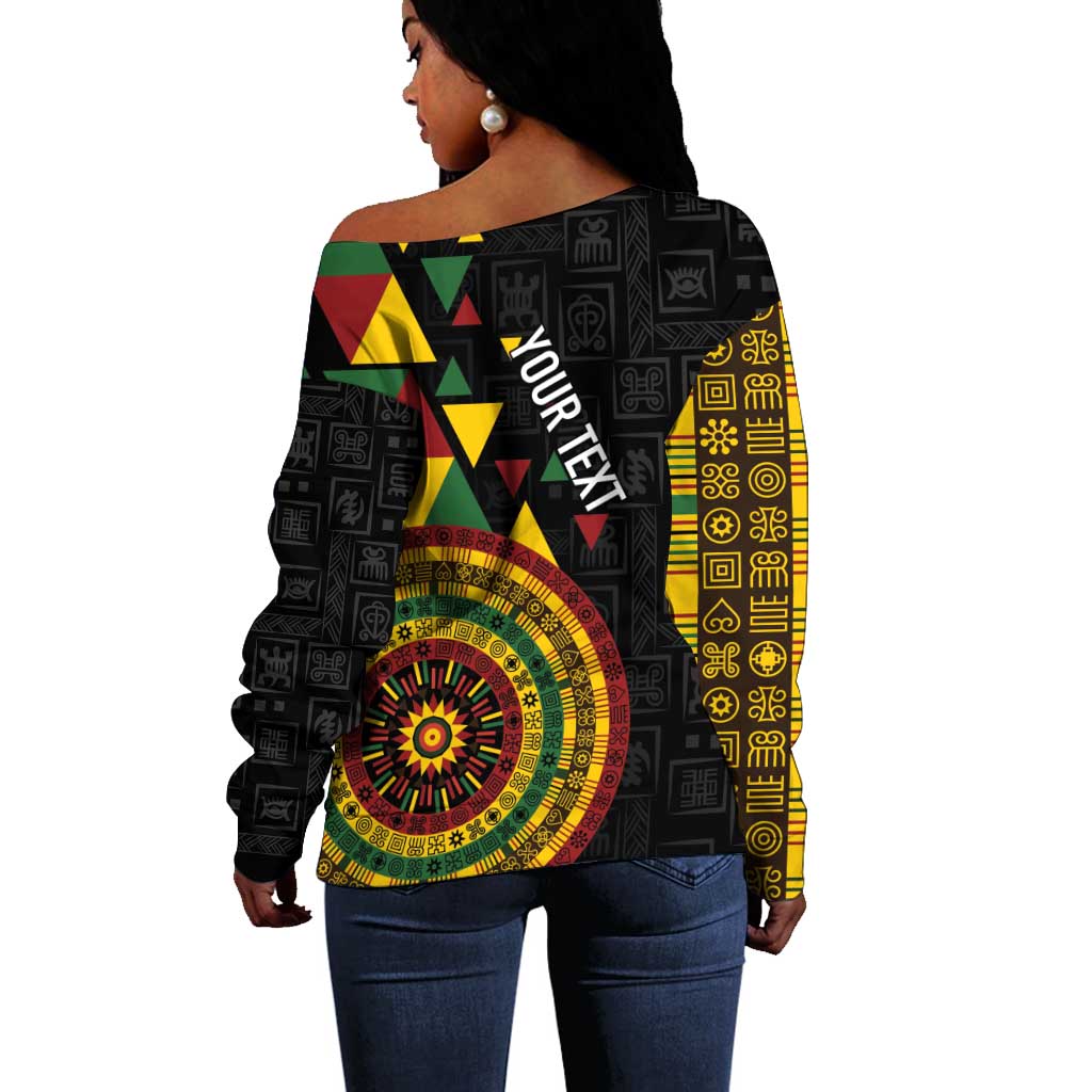 Personalized Adinkra Afro-Akan Culture Off Shoulder Sweater Afrikan Colors LT7