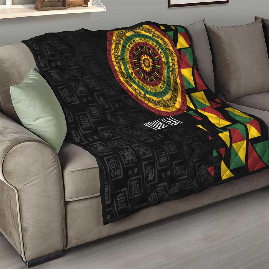 Personalized Adinkra Afro-Akan Culture Quilt Afrikan Colors LT7