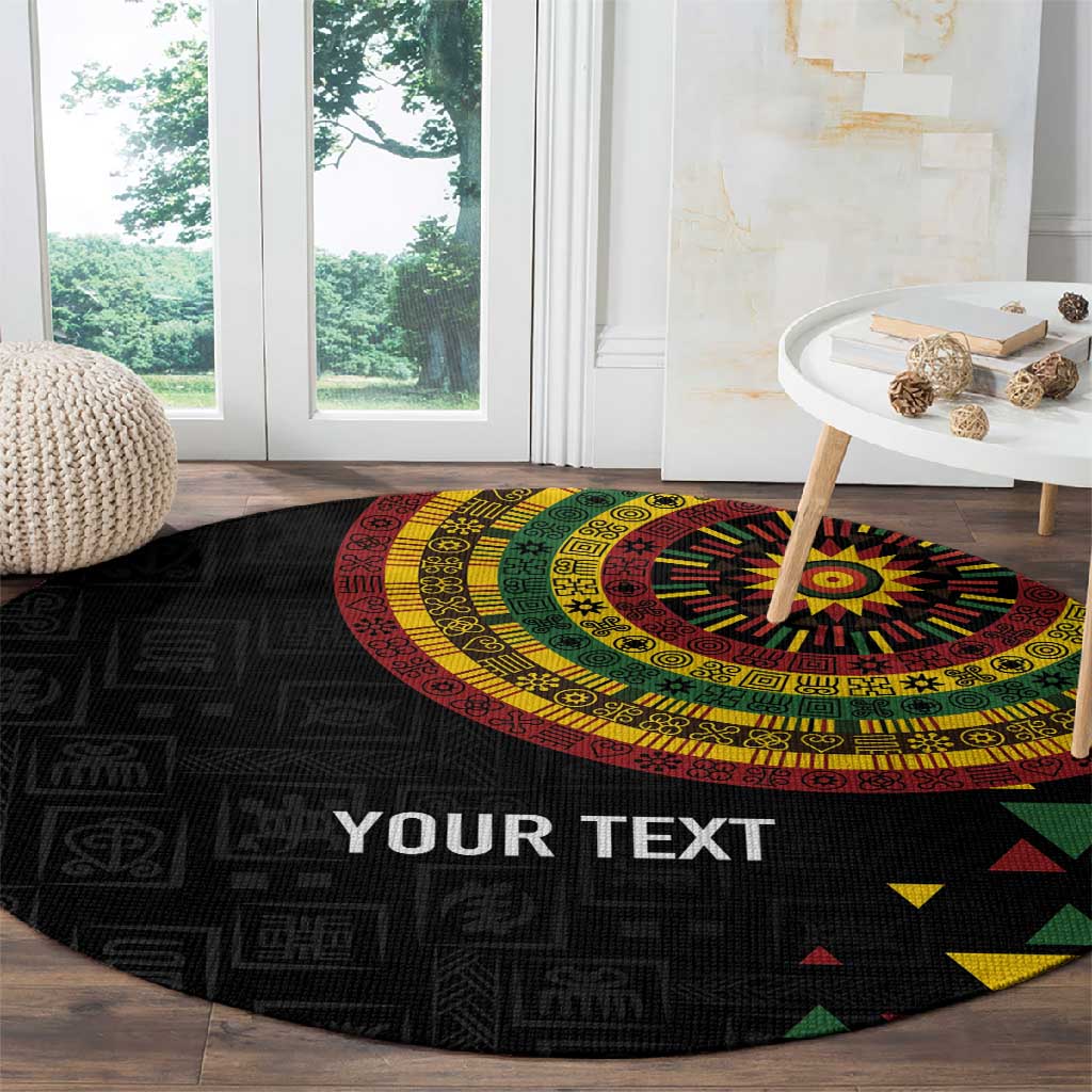 Personalized Adinkra Afro-Akan Culture Round Carpet Afrikan Colors LT7