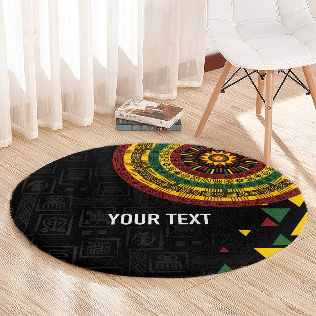 Personalized Adinkra Afro-Akan Culture Round Carpet Afrikan Colors LT7