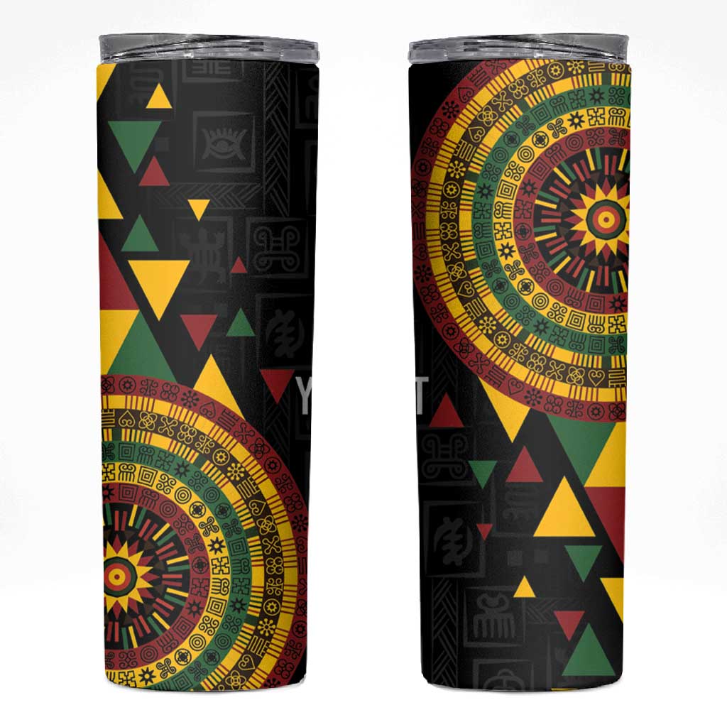 Personalized Adinkra Afro-Akan Culture Skinny Tumbler Afrikan Colors LT7