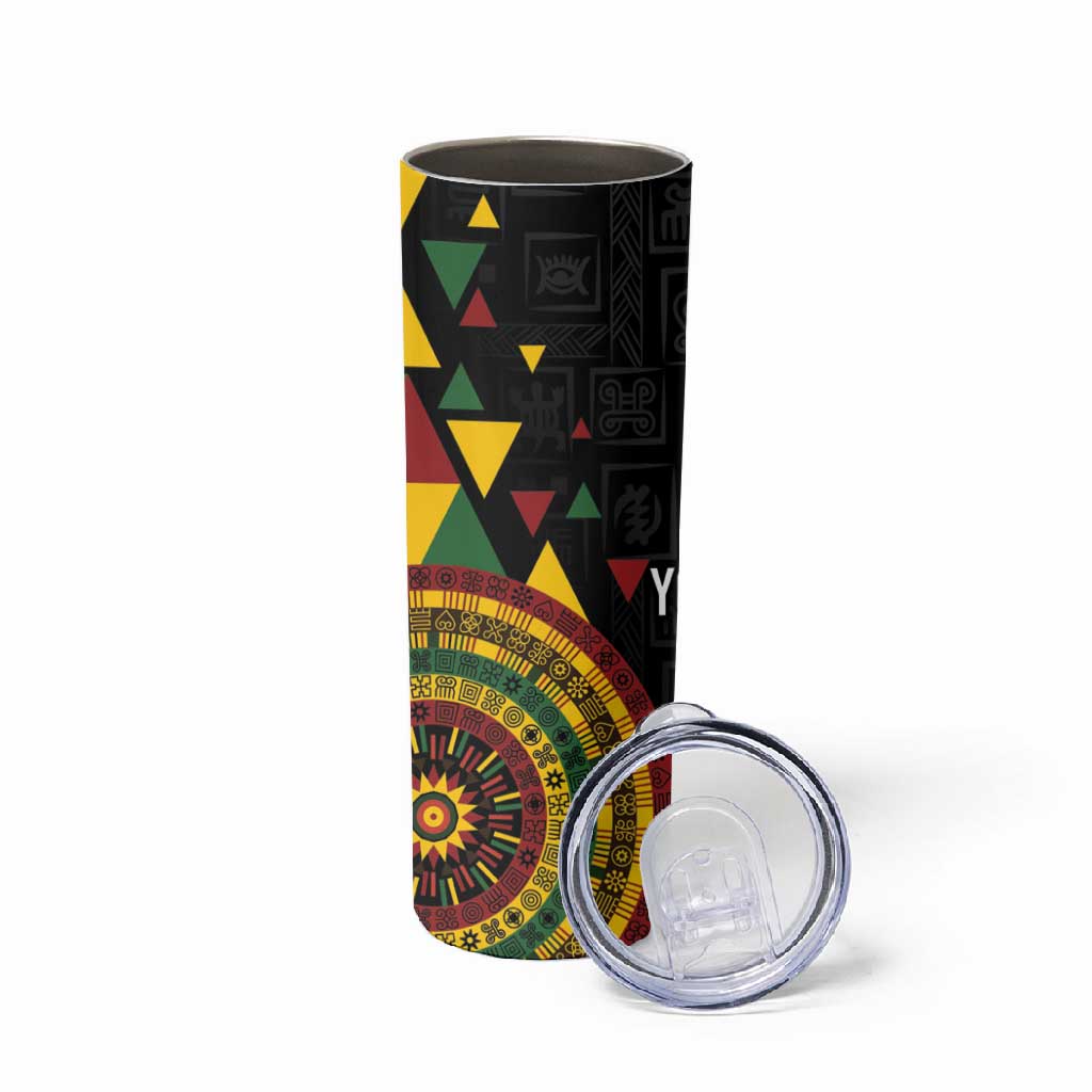 Personalized Adinkra Afro-Akan Culture Skinny Tumbler Afrikan Colors LT7