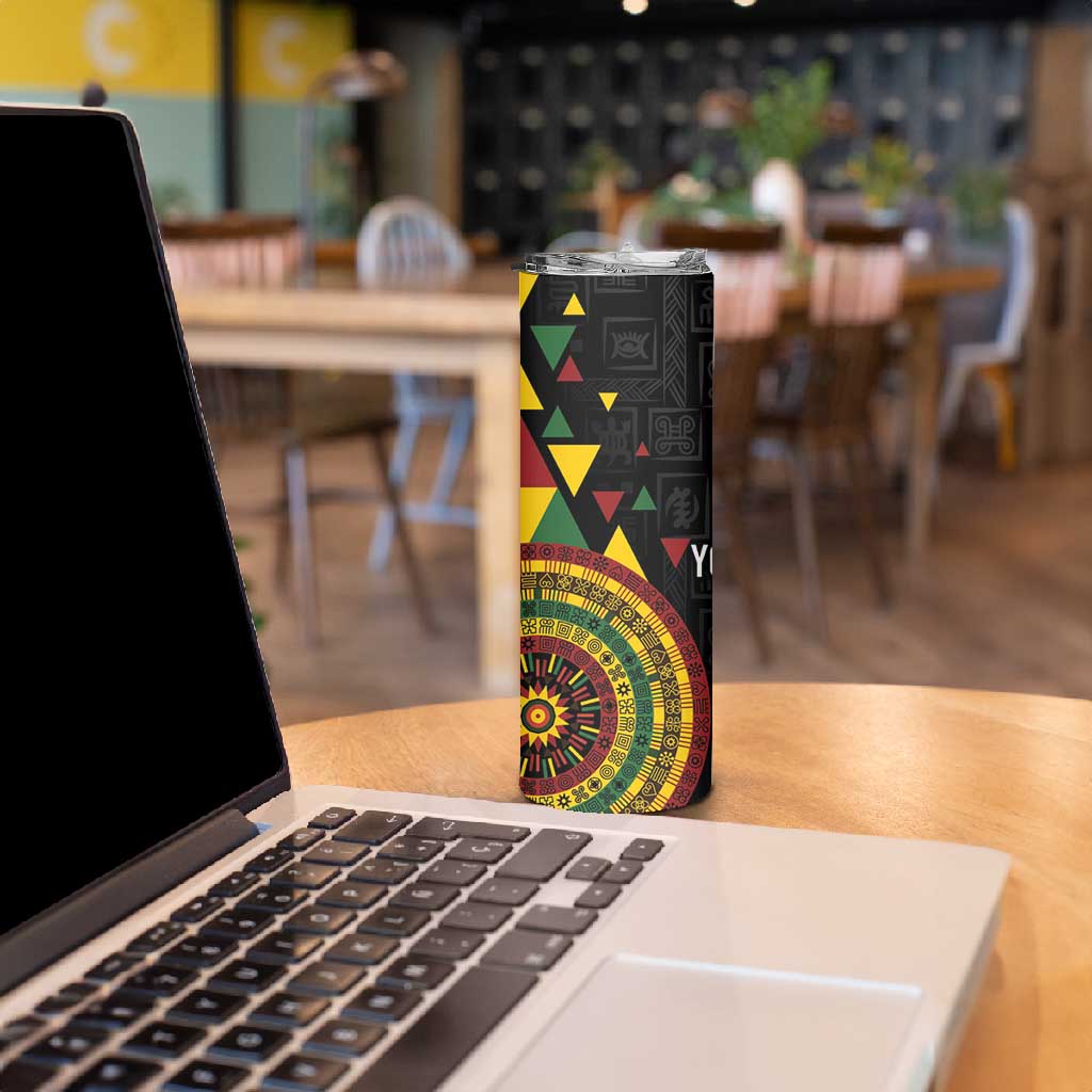 Personalized Adinkra Afro-Akan Culture Skinny Tumbler Afrikan Colors LT7