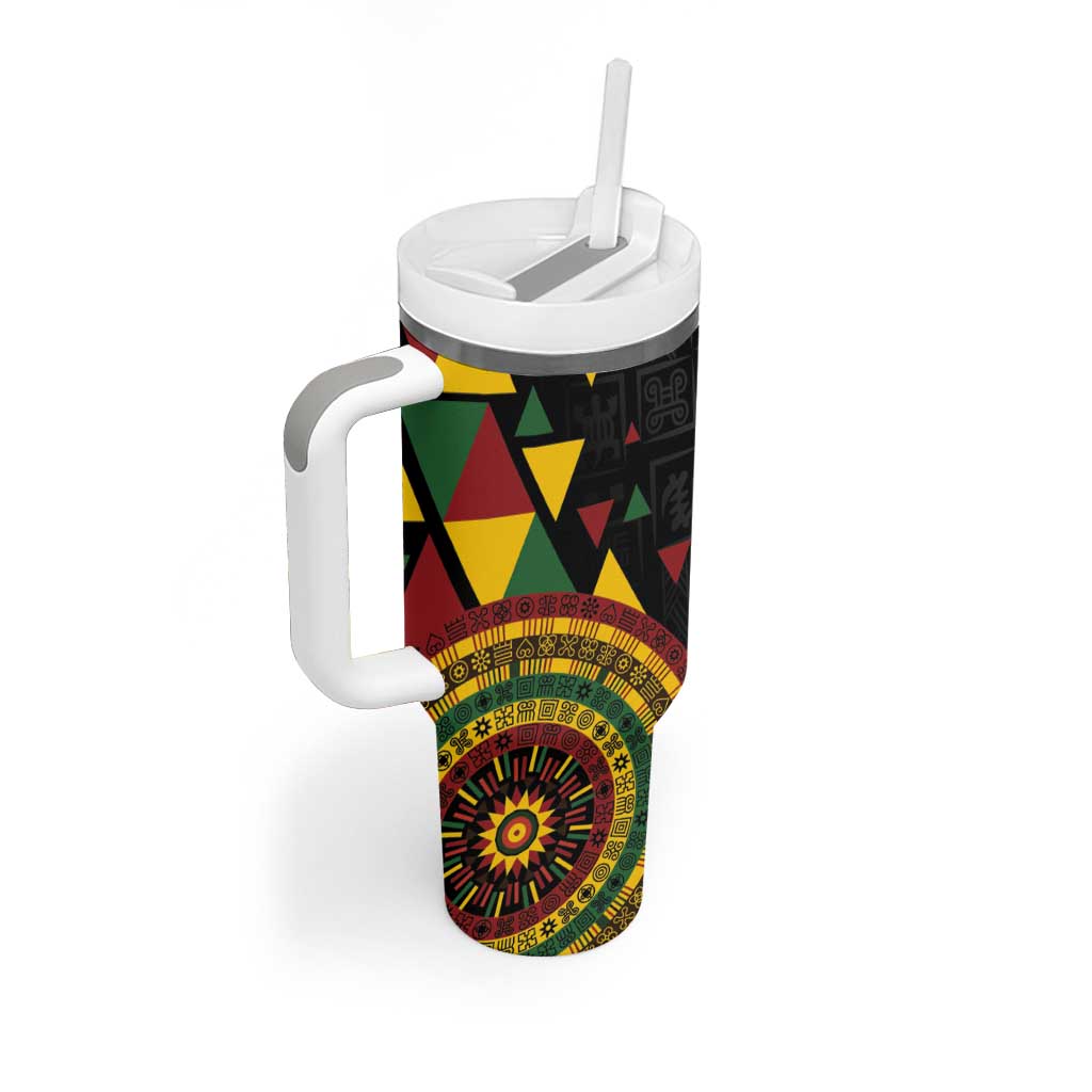 Personalized Adinkra Afro-Akan Culture Tumbler With Handle Afrikan Colors LT7