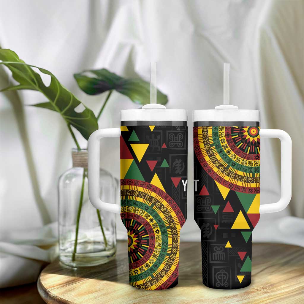 Personalized Adinkra Afro-Akan Culture Tumbler With Handle Afrikan Colors LT7