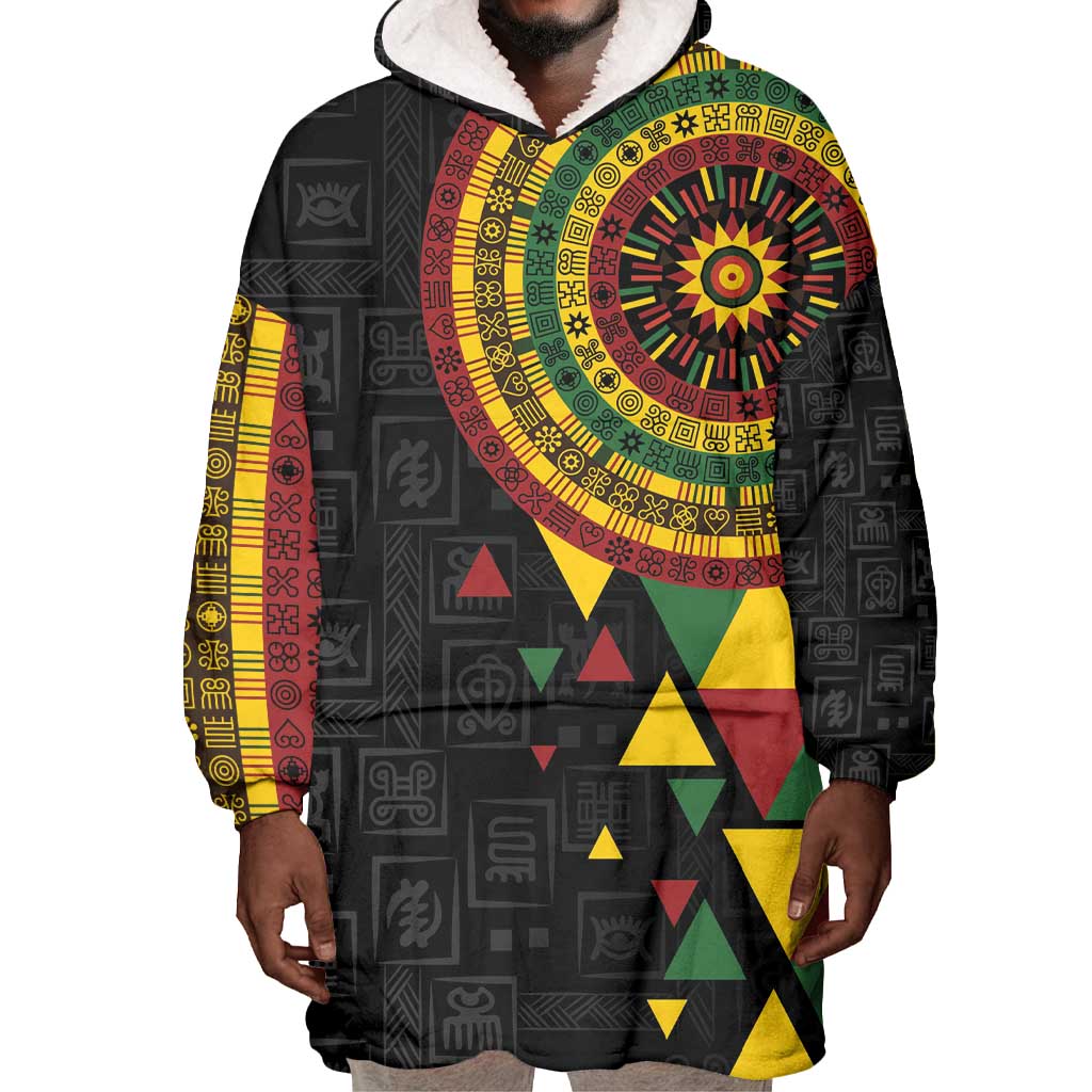 Personalized Adinkra Afro-Akan Culture Wearable Blanket Hoodie Afrikan Colors LT7