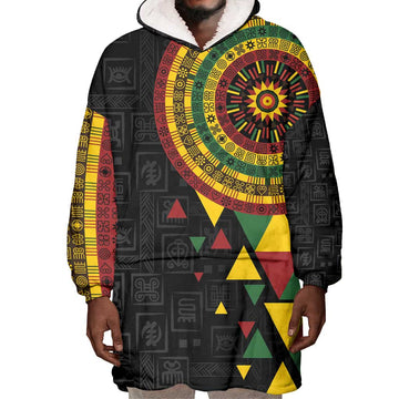 Personalized Adinkra Afro-Akan Culture Wearable Blanket Hoodie Afrikan Colors LT7