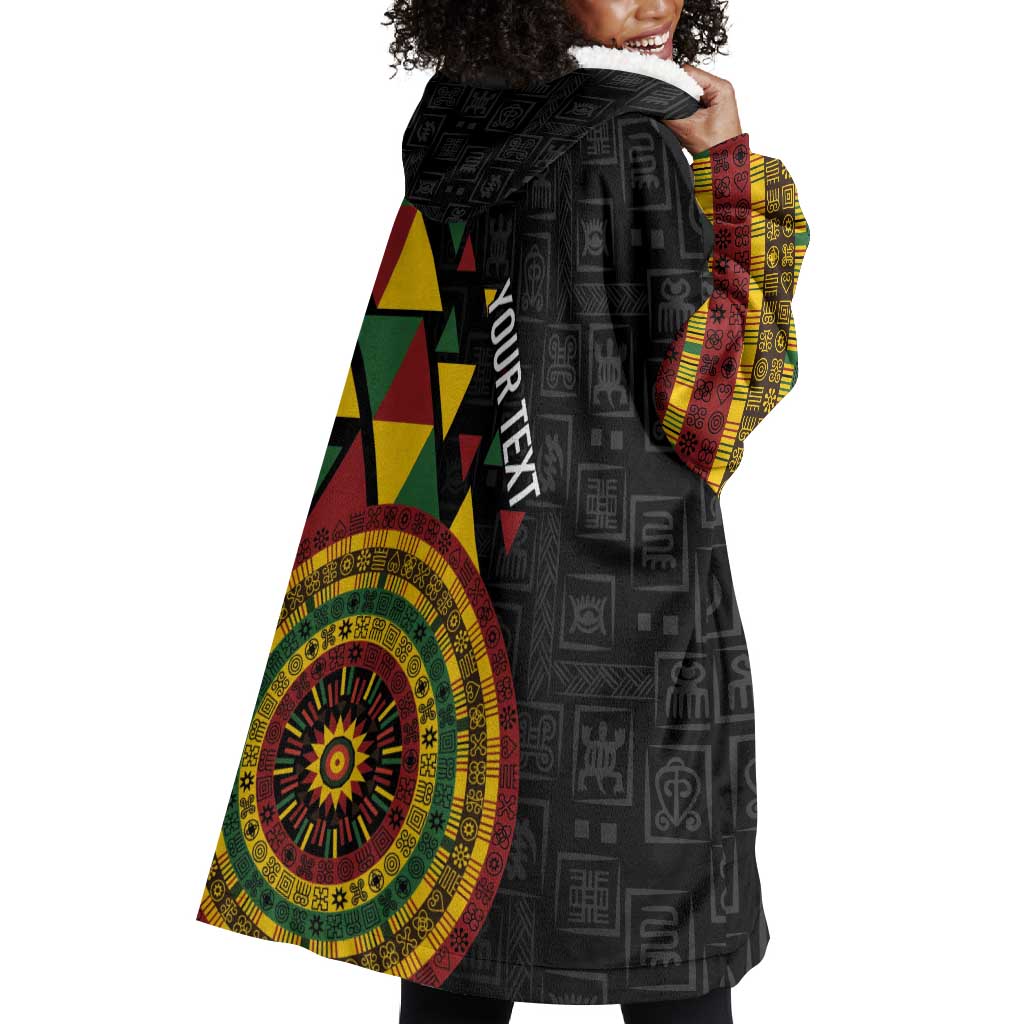 Personalized Adinkra Afro-Akan Culture Wearable Blanket Hoodie Afrikan Colors LT7