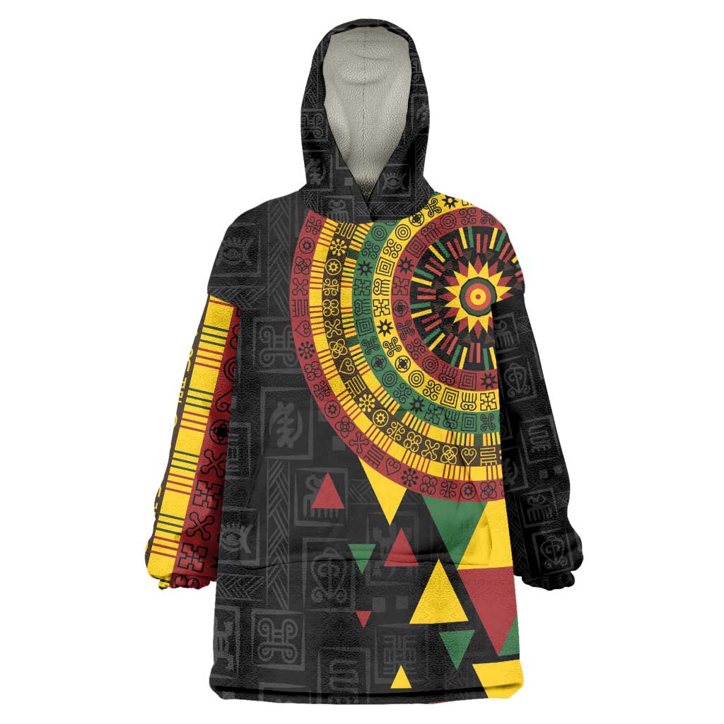Personalized Adinkra Afro-Akan Culture Wearable Blanket Hoodie Afrikan Colors LT7