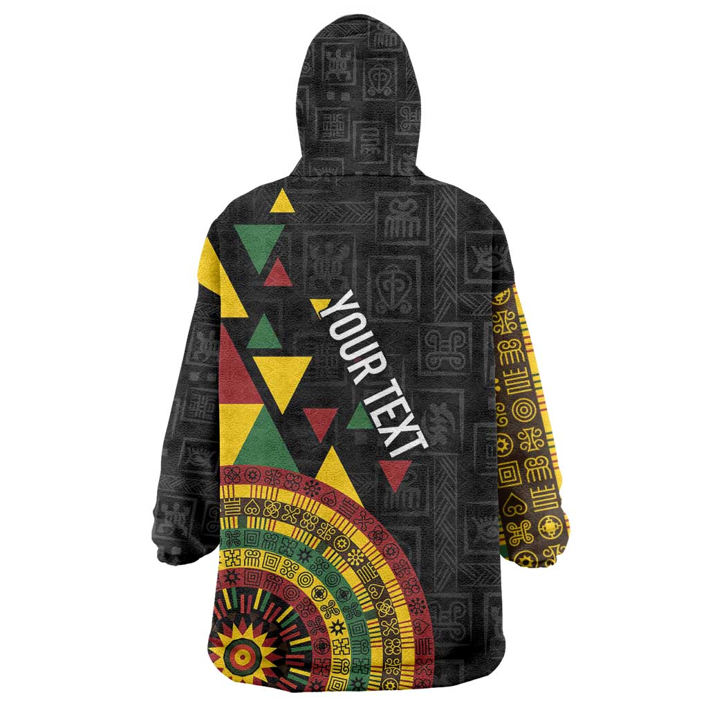 Personalized Adinkra Afro-Akan Culture Wearable Blanket Hoodie Afrikan Colors LT7