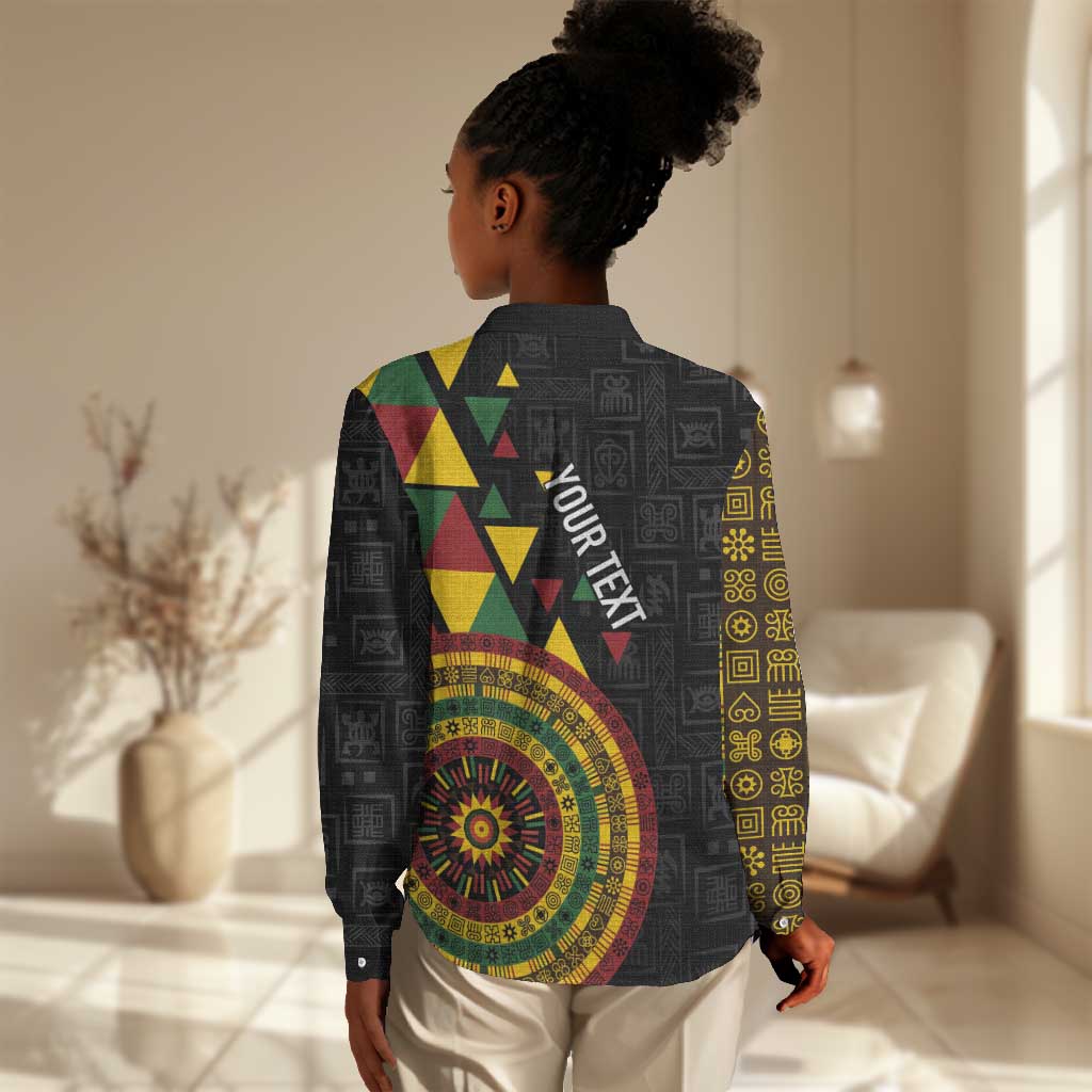 Personalized Adinkra Afro-Akan Culture Women Casual Shirt Afrikan Colors LT7