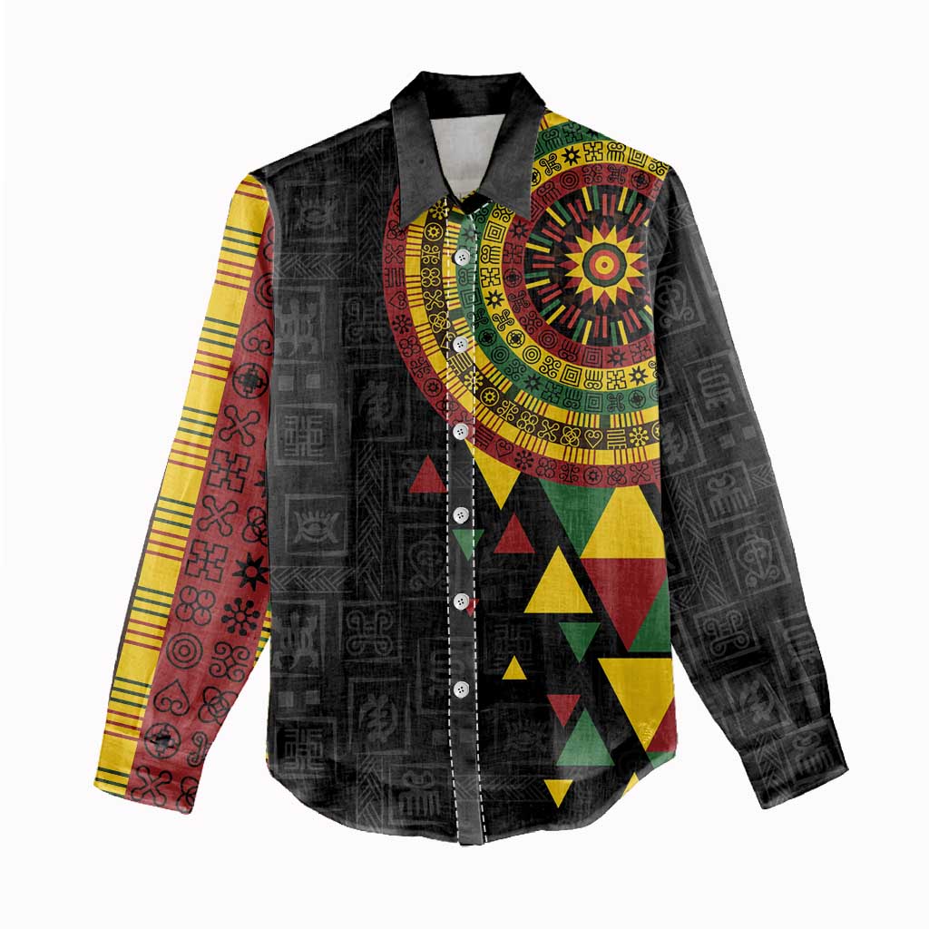 Personalized Adinkra Afro-Akan Culture Women Casual Shirt Afrikan Colors LT7