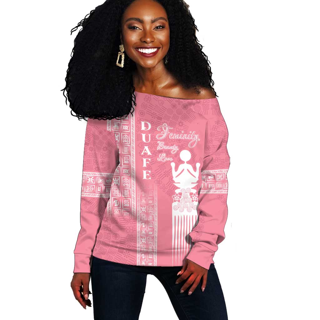 Personalized Adinkra Afro-Akan Culture Off Shoulder Sweater Duafe - Women's Day LT7