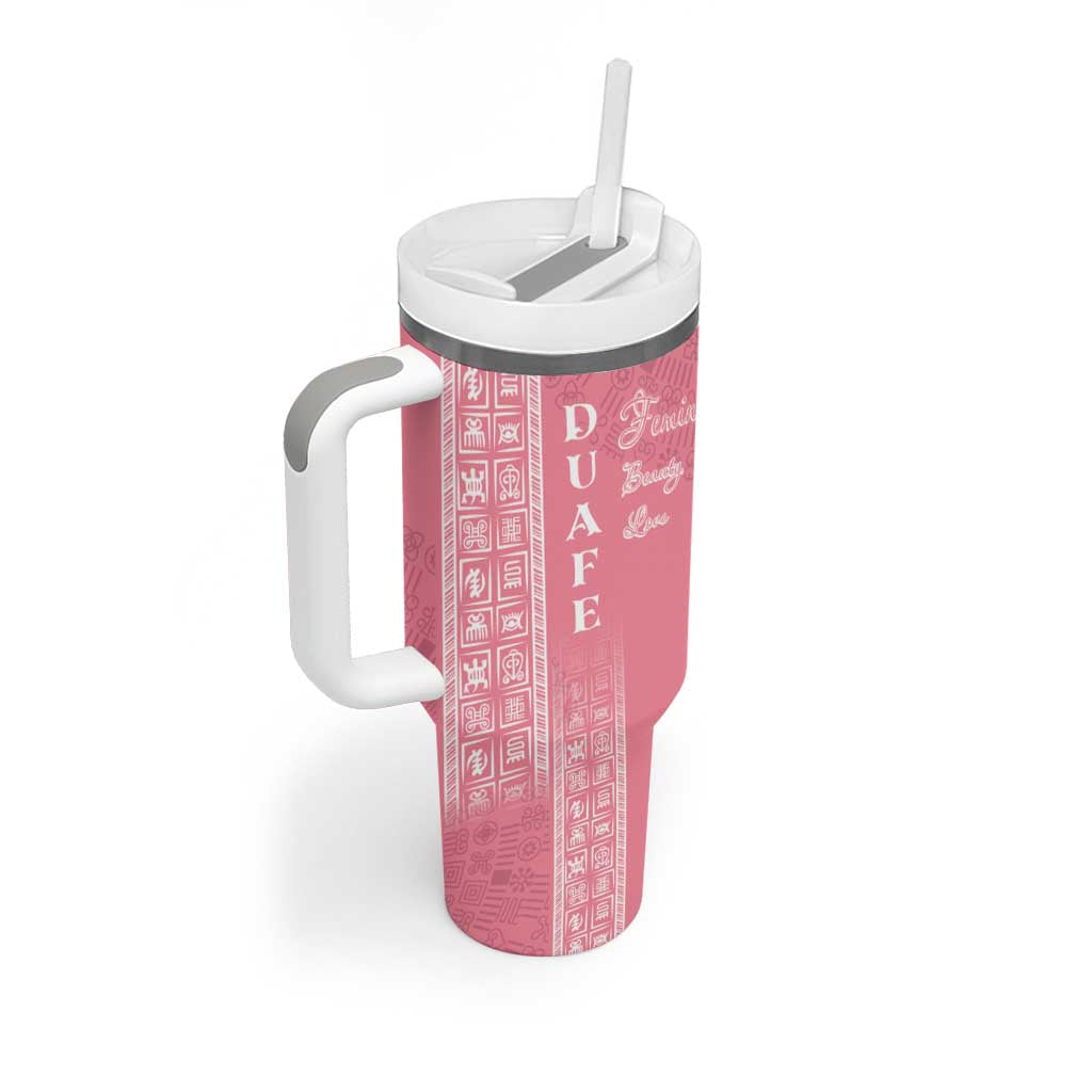 Personalized Adinkra Afro-Akan Culture Tumbler With Handle Duafe - Women's Day LT7