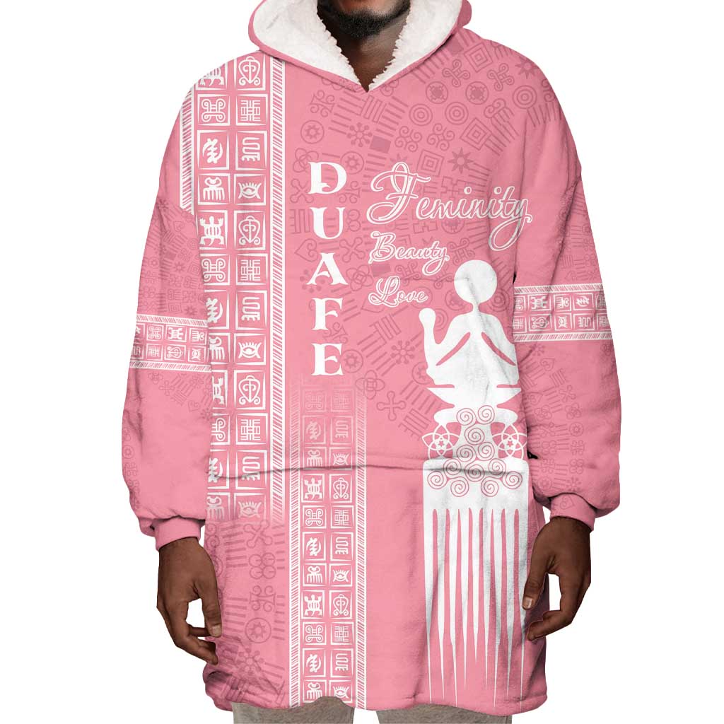 Personalized Adinkra Afro-Akan Culture Wearable Blanket Hoodie Duafe - Women's Day LT7