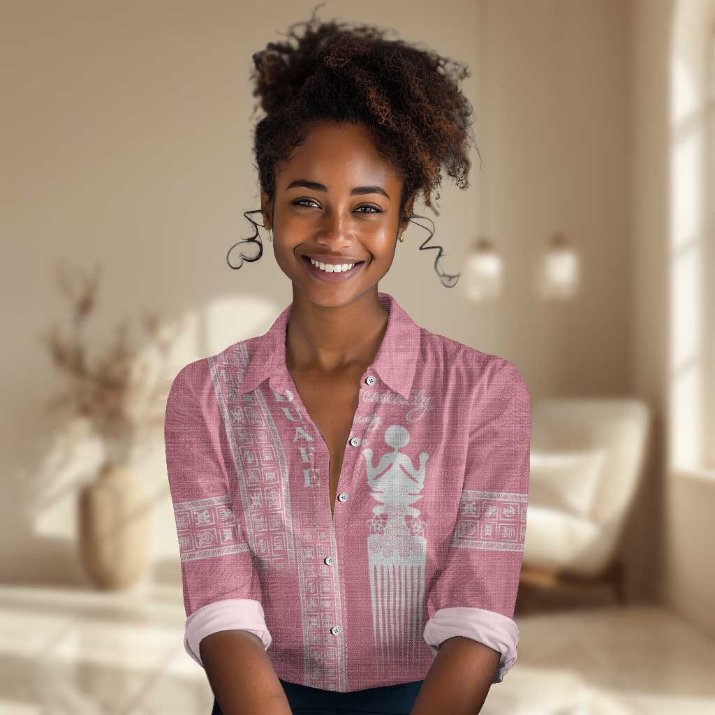 Personalized Adinkra Afro-Akan Culture Women Casual Shirt Duafe - Women's Day LT7
