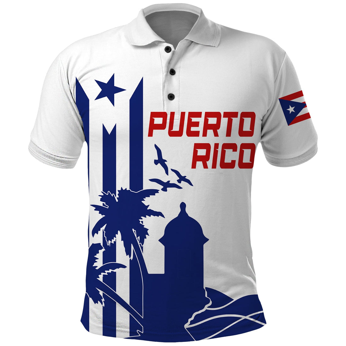 Custom Puerto Rico Baseball 2023 El Morro Silhouette Polo Shirt LT7