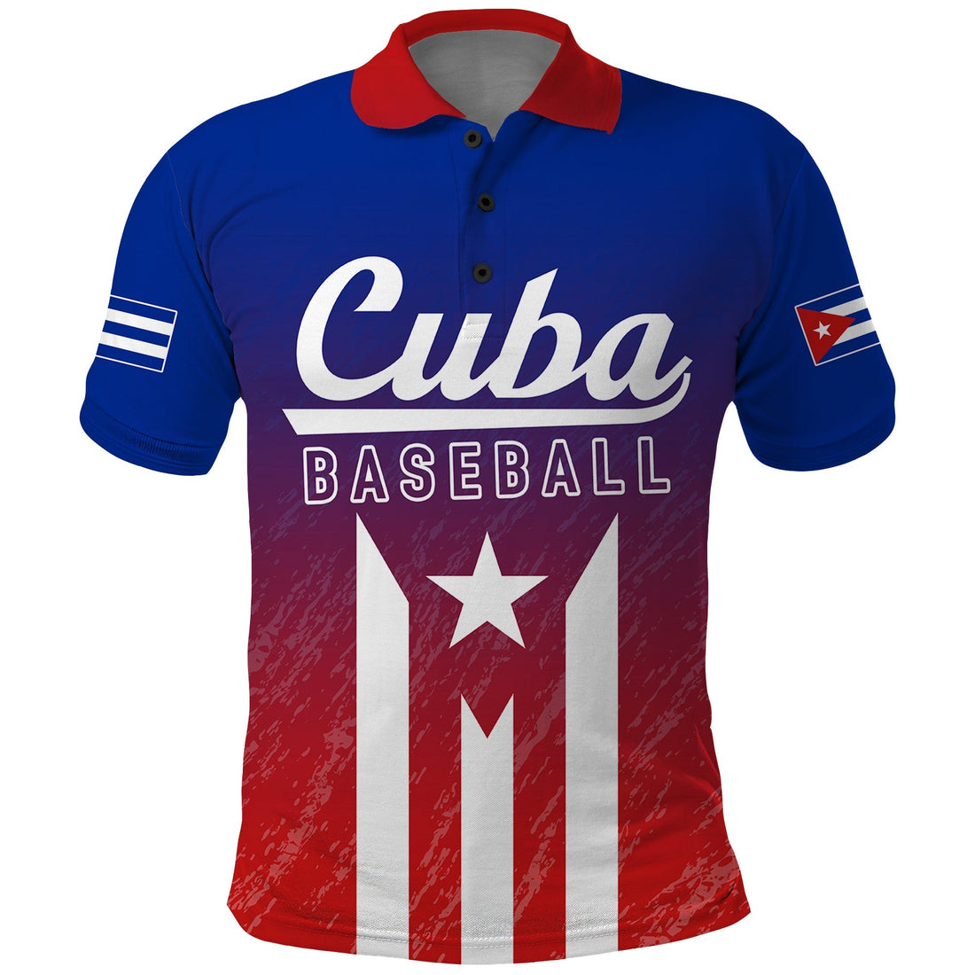 Custom Cuba Baseball Gradient Color Flag Style Polo Shirt LT7