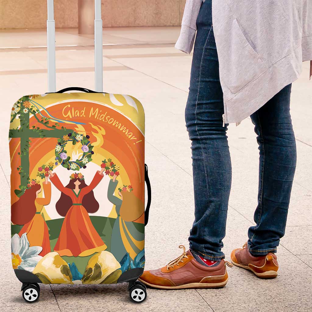 Sverige Glad Midsommar Luggage Cover Majstang Dancing LT7