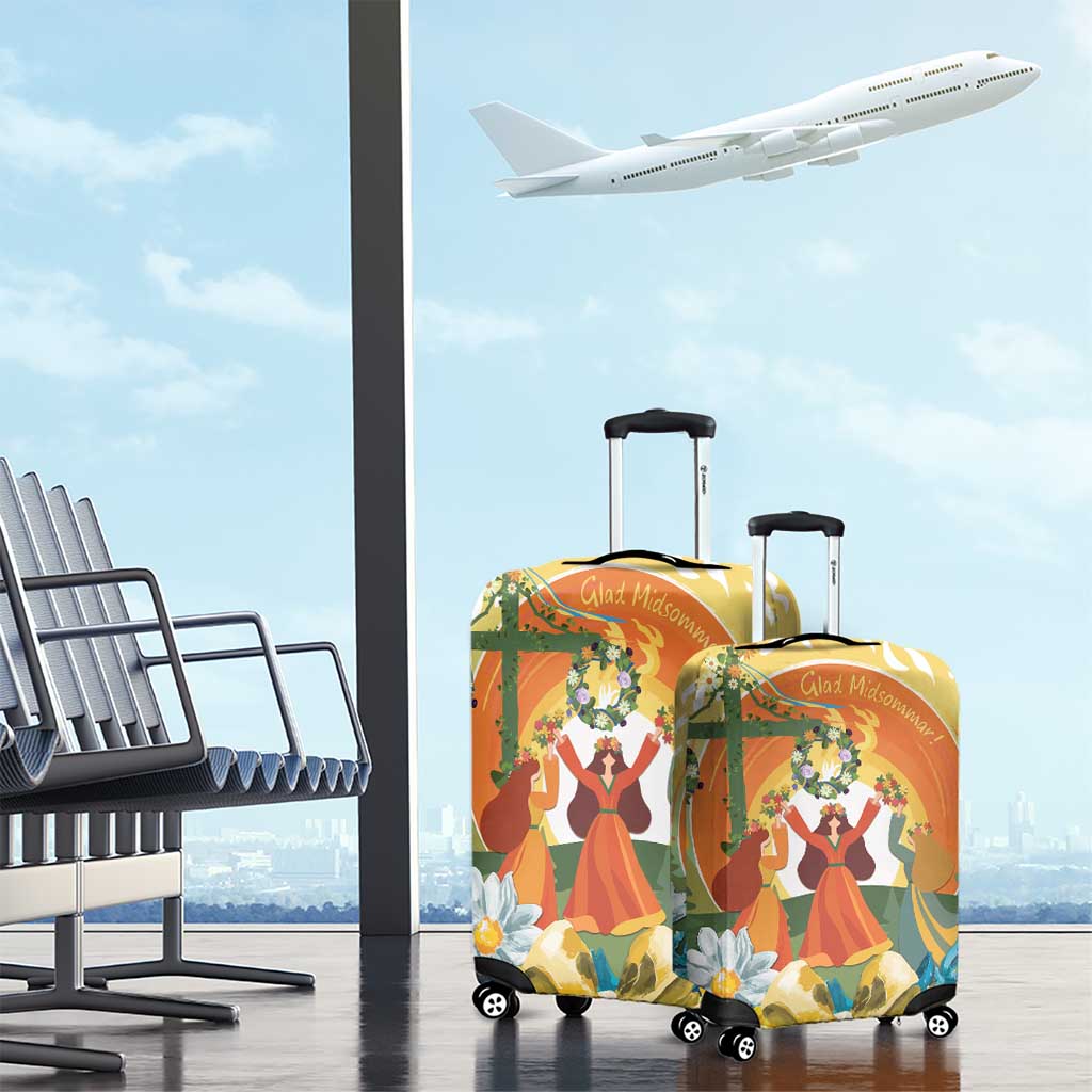 Sverige Glad Midsommar Luggage Cover Majstang Dancing LT7