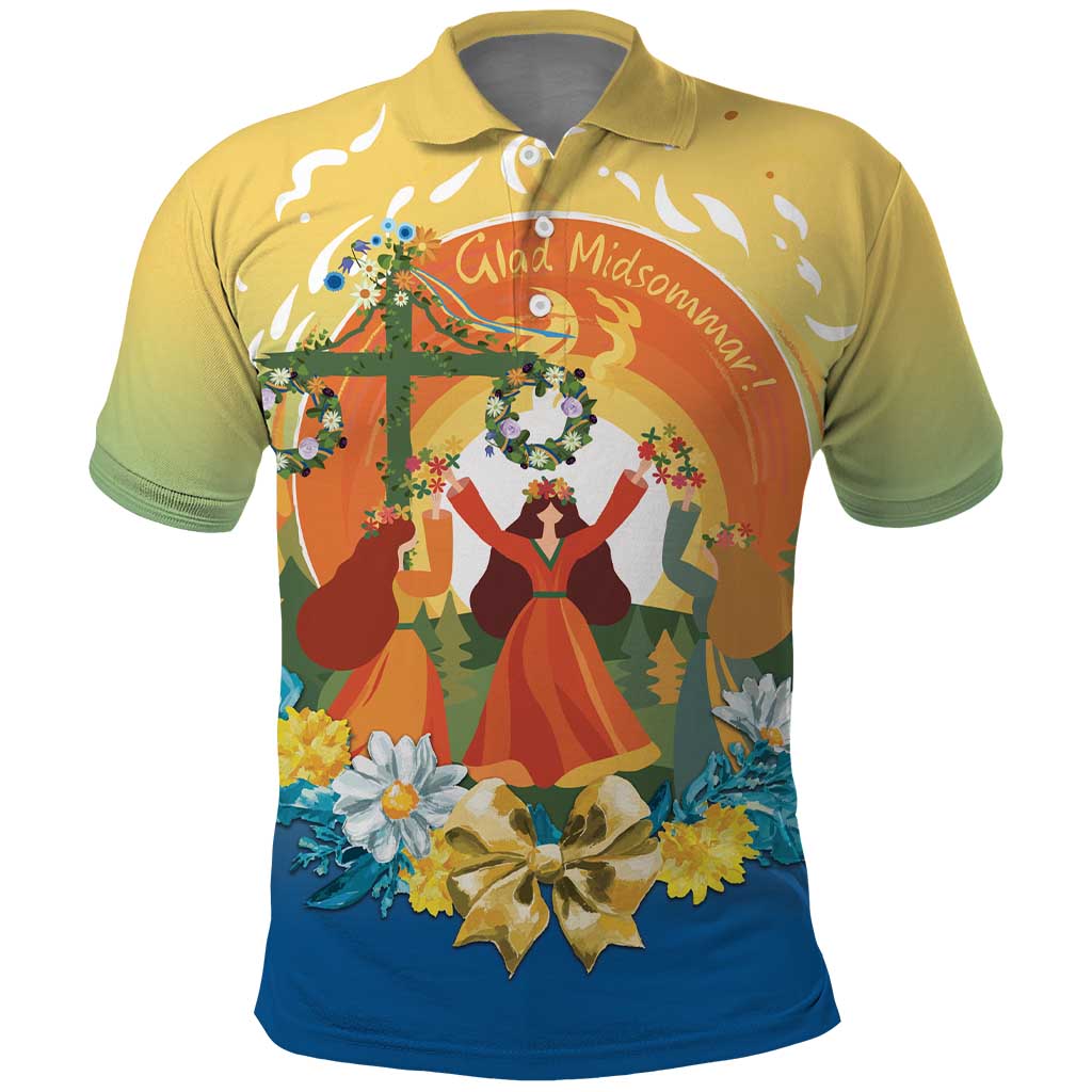 Sverige Glad Midsommar Polo Shirt Majstang Dancing LT7