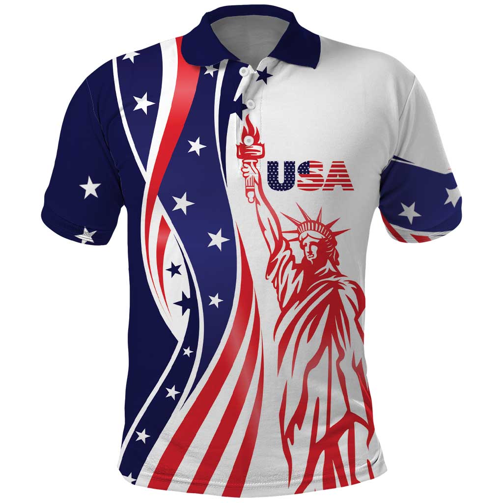 Fourth Of July USA Polo Shirt American Dream - Statue Of Liberty LT7