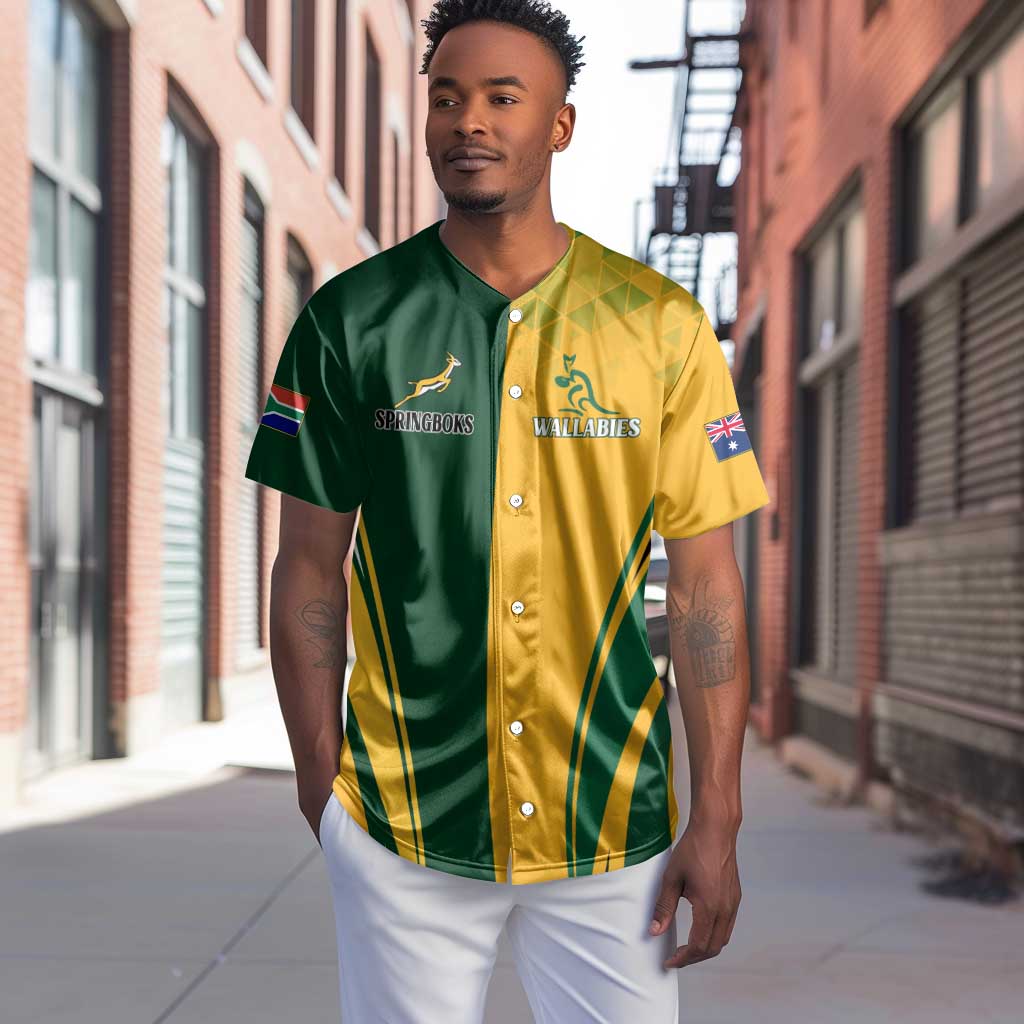 Personalised Australia Mix South Africa Rugby Baseball Jersey Wallabies And Springboks - Champions Special Ver LT7