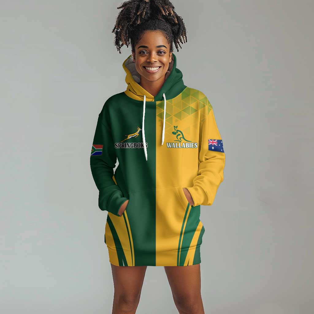 Personalised Australia Mix South Africa Rugby Hoodie Dress Wallabies And Springboks - Champions Special Ver LT7