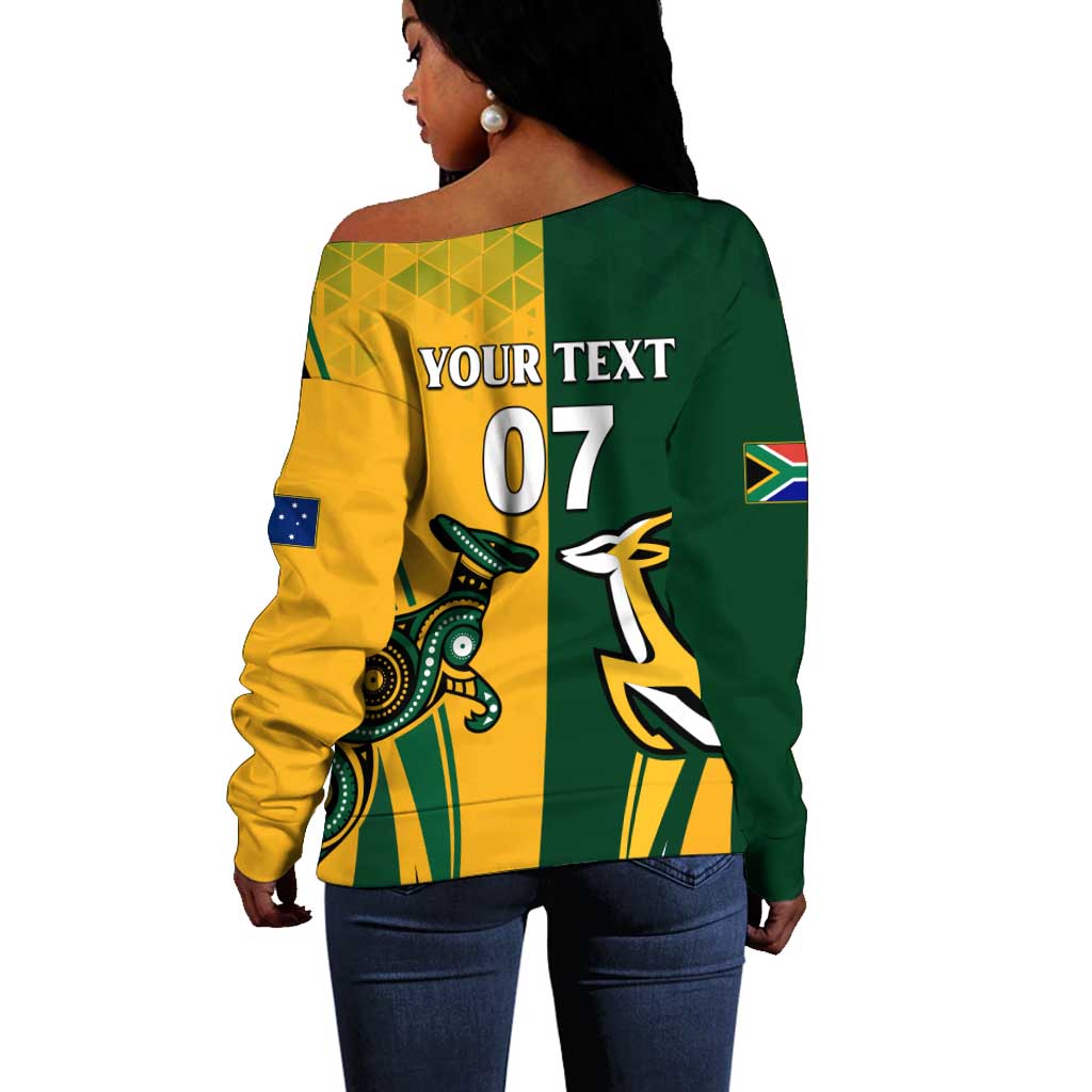 Personalised Australia Mix South Africa Rugby Off Shoulder Sweater Wallabies And Springboks - Champions Special Ver LT7