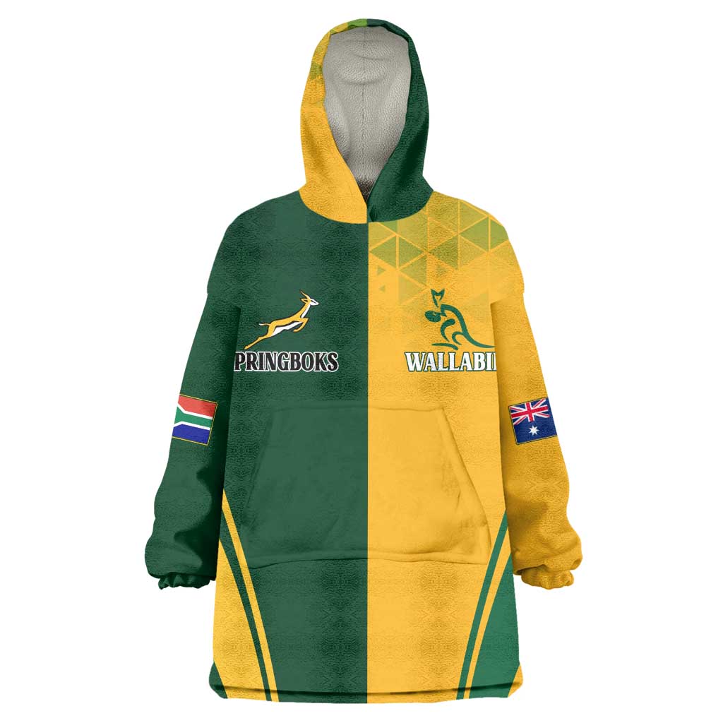 Personalised Australia Mix South Africa Rugby Wearable Blanket Hoodie Wallabies And Springboks - Champions Special Ver LT7