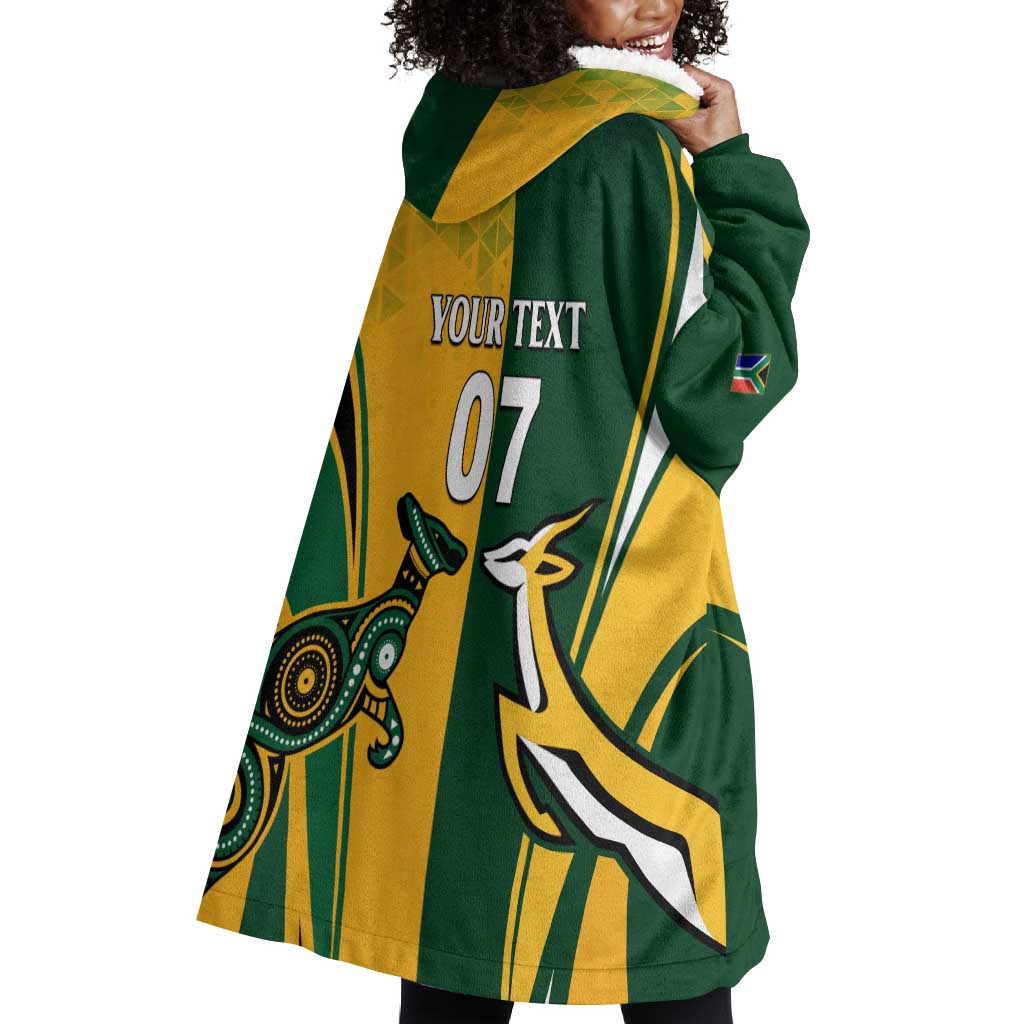 Personalised Australia Mix South Africa Rugby Wearable Blanket Hoodie Wallabies And Springboks - Champions Special Ver LT7
