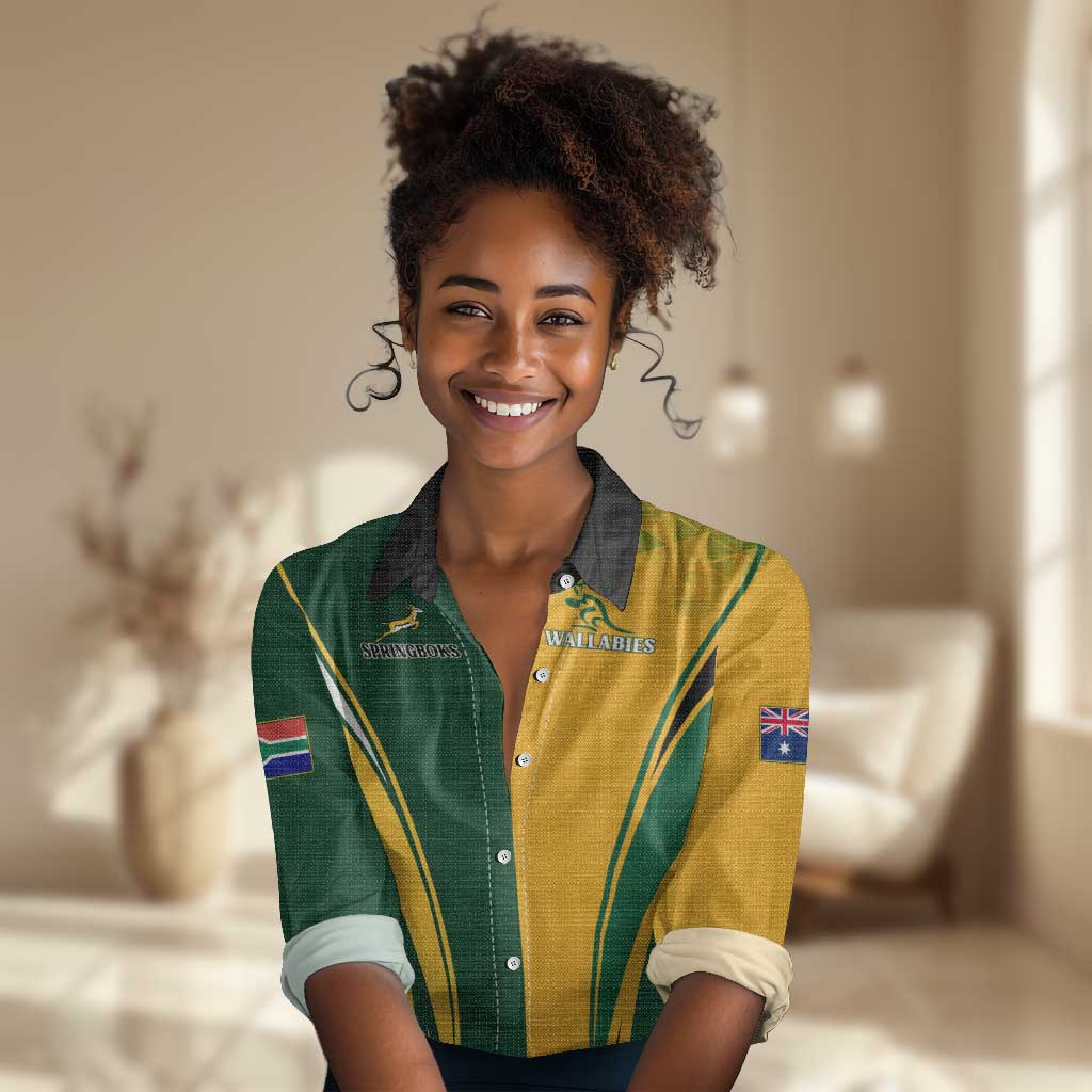 Personalised Australia Mix South Africa Rugby Women Casual Shirt Wallabies And Springboks - Champions Special Ver LT7