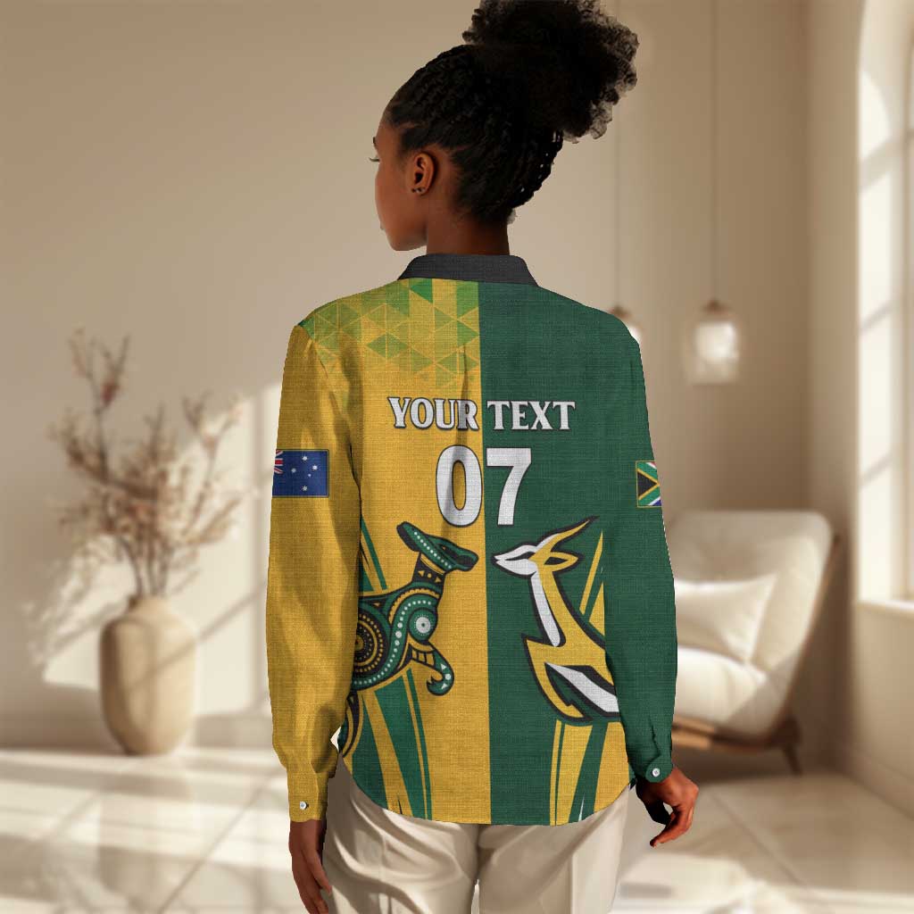 Personalised Australia Mix South Africa Rugby Women Casual Shirt Wallabies And Springboks - Champions Special Ver LT7