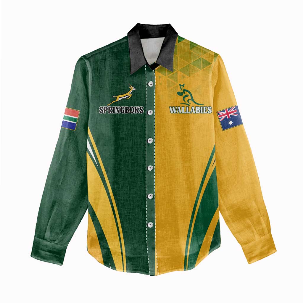 Personalised Australia Mix South Africa Rugby Women Casual Shirt Wallabies And Springboks - Champions Special Ver LT7