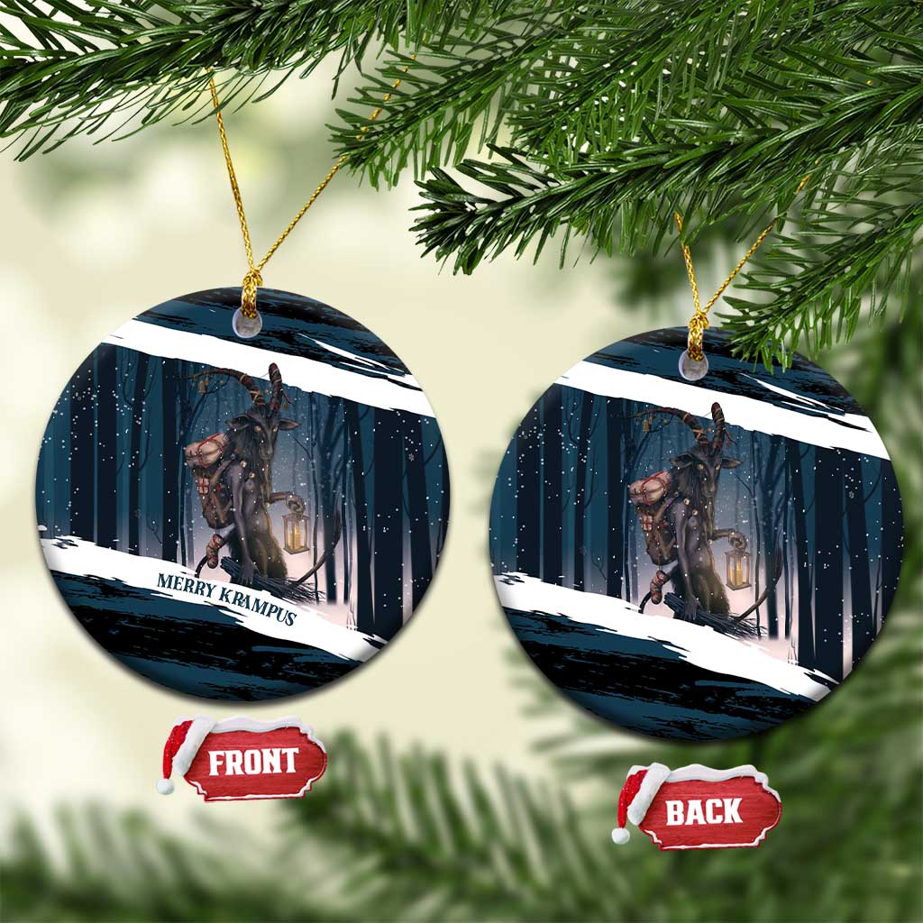 Merry Christmas Ceramic Ornament Krampus in The Woods - Dark Teal LT7